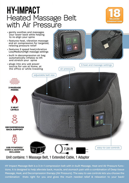 Heated Back Massager Belt, Back Pain Relief Belt with Heat, Deep Tissue Massage & Decompression