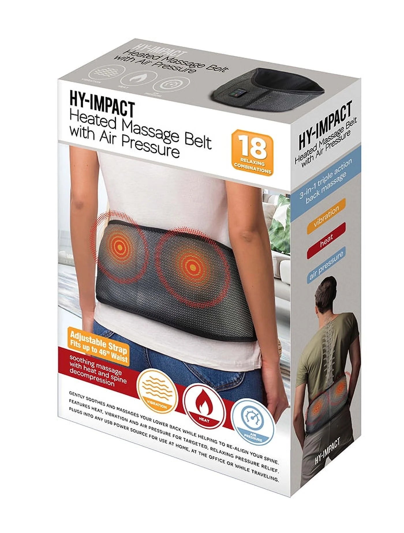 Heated Back Massager Belt, Back Pain Relief Belt with Heat, Deep Tissue Massage & Decompression